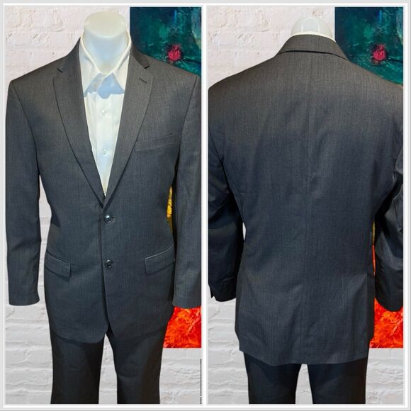 Jos A Bank Travelers Slim 40R 32x27+ Men Gray 2 Piece Suit Jacket Pants Note - Picture 5 of 15